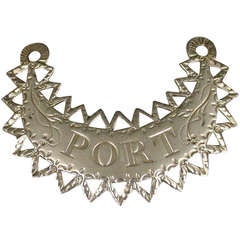 George III Antique Silver Wine Label 'Port' Zig-Zag Border