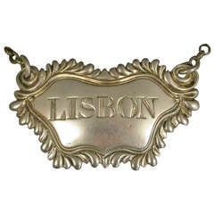 George III Antique Silver "Smiling Lips" Wine Label Lisbon 