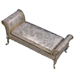 Antique Victorian Novelty Silver Chaise Longue Inkstand