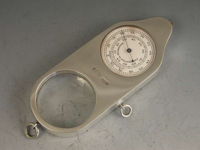 Silver Opisometer Map Measuring Tool with Magnifying Glass & Propelling Pencil In Excellent Condition In Sittingbourne, Kent