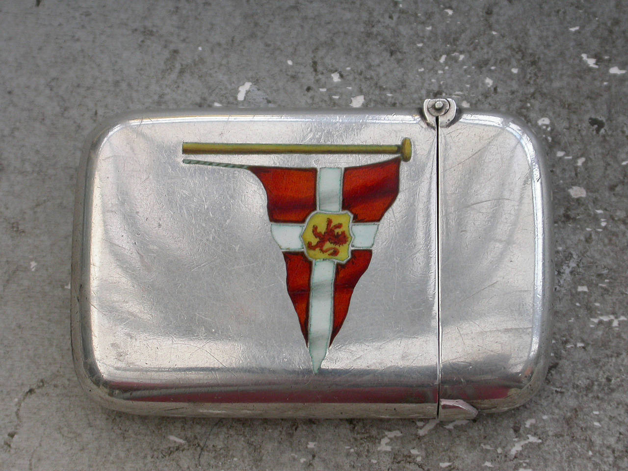 Victorian Antique Silver and Enamel Clyde Corinthian Yacht Vesta Case