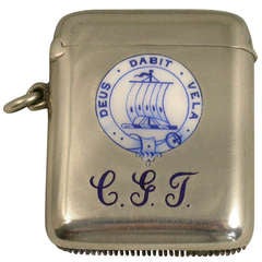 George V Silver & Enamel Vesta Case