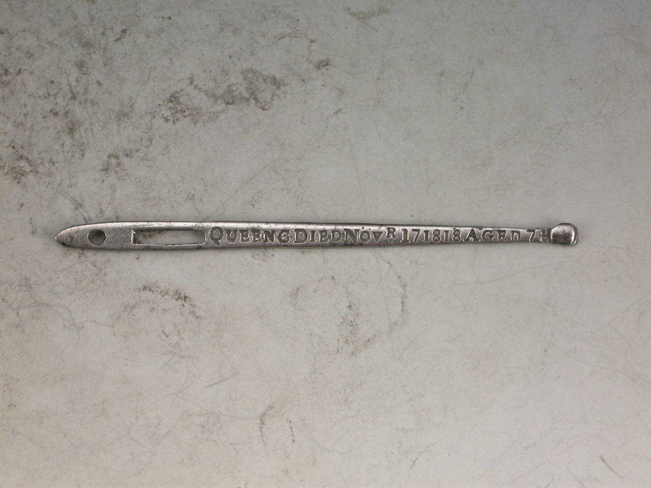 English Georgian Commemorative Silver Bodkin, Queen Charlotte, Wife of George III