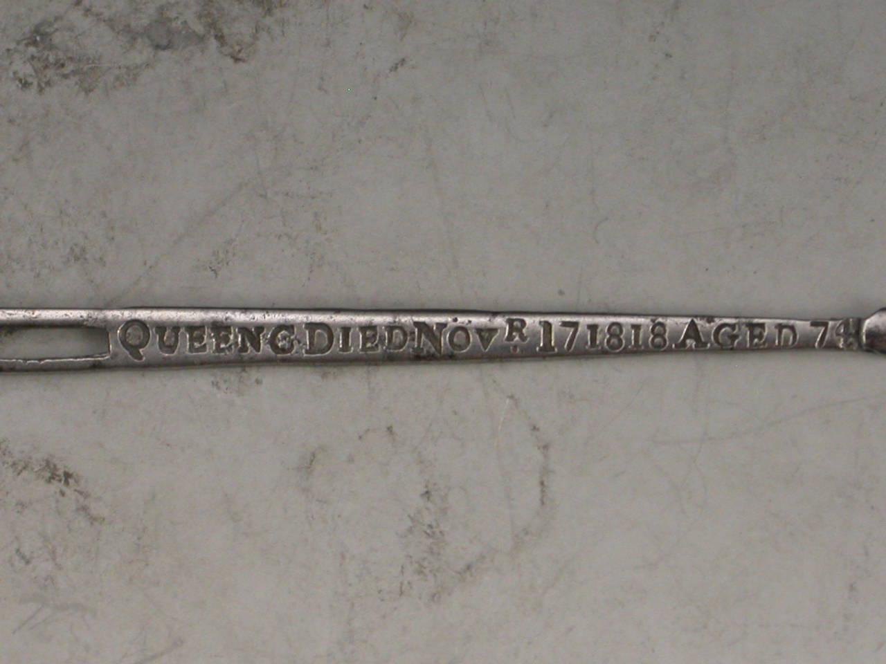 Georgian Commemorative Silver Bodkin, Queen Charlotte, Wife of George III In Good Condition In Sittingbourne, Kent