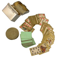 Victorian Antique Silver Miniature Twin Pack Playing Cards Box