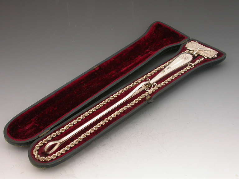 Victorian Cased Silver Skirt Lifter