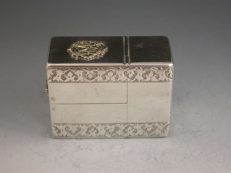 An extremely rare and unusual Victorian silver Travelling Inkwell with twin internal postage stamp boxes, of heavy gauge and the finest quality, joined as a case, the sides closed with a hinged fastener, each half also hinged on the sides and