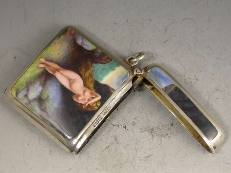 Edwardian Continental Silver and Enamel Vesta Case with Andromeda 2