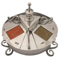 Victorian Antique Silver Triple Compartment Stamp Box