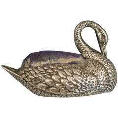 Early 20th Century Novelty Silver Swan Pin Cushion