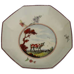 "The Ox and Toad Fable, " Chelsea Raised Anchor Octagonal Saucer