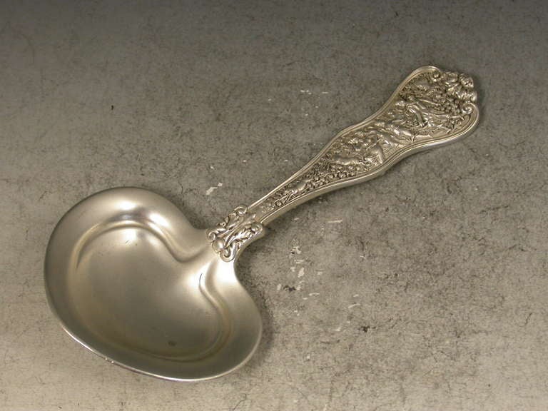 Late 19th Century American Cast Silver Caddy Spoon 'Olympian Pattern' In Good Condition In Sittingbourne, Kent