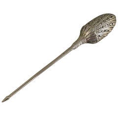 George II Small Cast Rococo Silver Mote Spoon