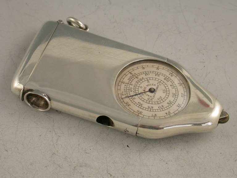 Edwardian Silver Combination Vesta Case, Cigar Cutter & Map Measuring Tool