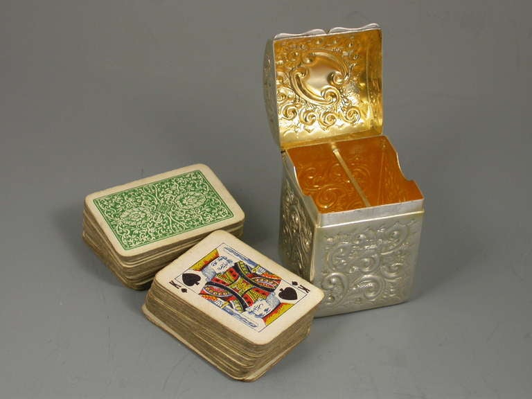 20th Century Victorian Chased Silver Twin Pack Miniature Playing Card Box