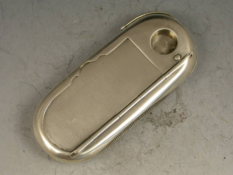 English Victorian Antique Silver Combined Vesta Case and Cigar Cutter