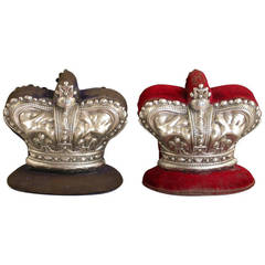 Pair of Victorian Novelty Silver Royal Crown Pin Cushions