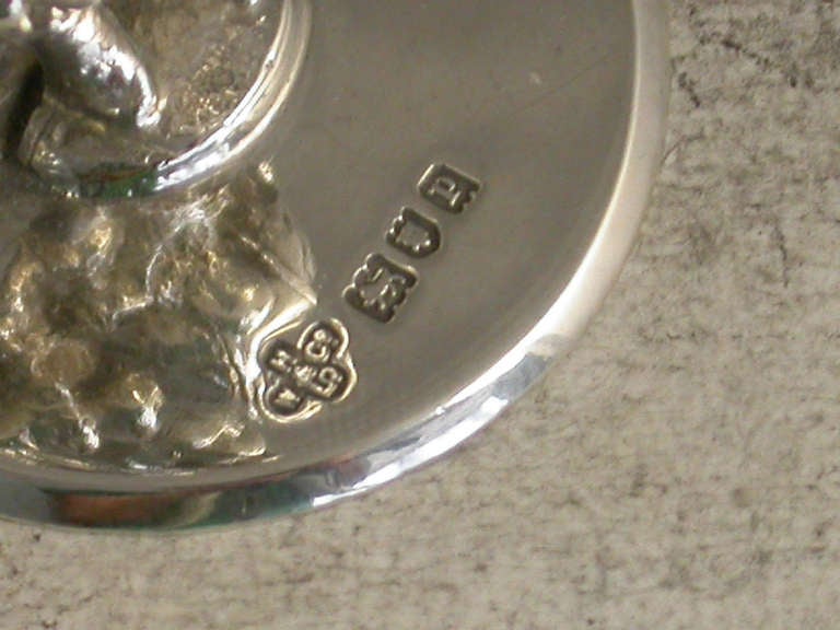 Rare Set 3 Edwardian Silver Menu Holders 'Mr Punch, Judy & Dog Toby' 3