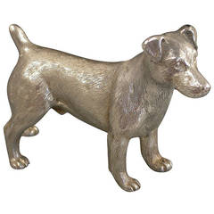 Contemporary Scottish Cast Silver Model Jack Russell Terrier