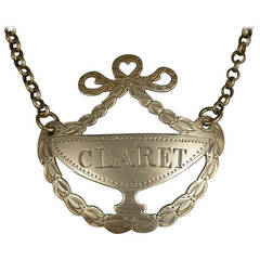 George III Antique Silver Goblet & Festoon Wine Label 'Claret'