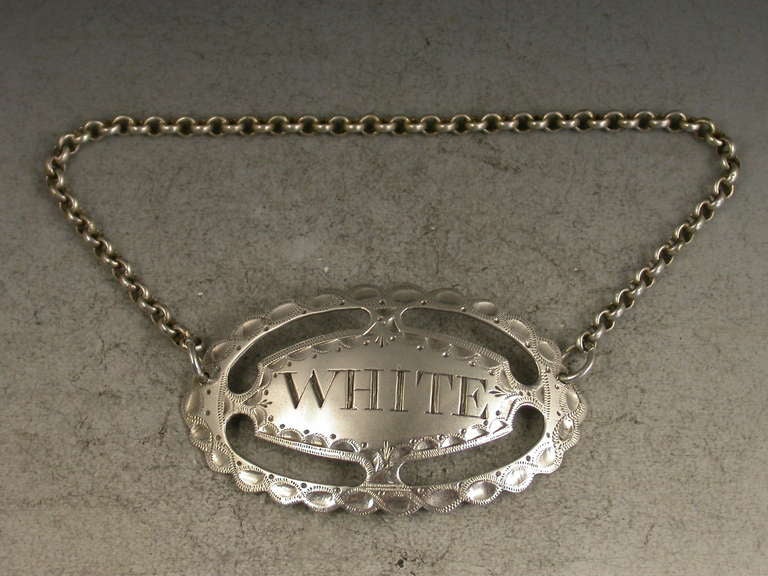 George III Provincial Silver Wine Label 'White'