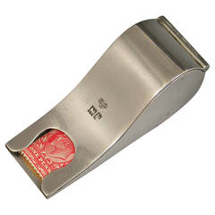 Edwardian Novelty Silver Whistle Stamp Box Dispenser