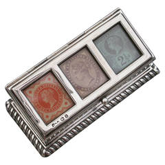 Antique Victorian Silver Triple Compartment Stamp Box
