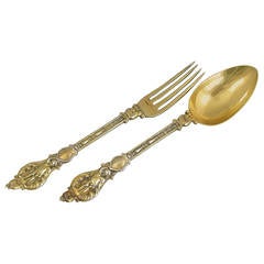 Victorian Silver Gilt Christening Spoon & Fork