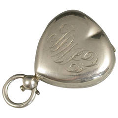 Edwardian Antique Silver Heart Shaped Sovereign Case