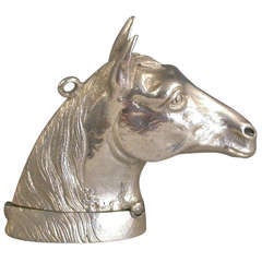 Victorian Novelty Antique Silver Figural Horses Head Vesta Case