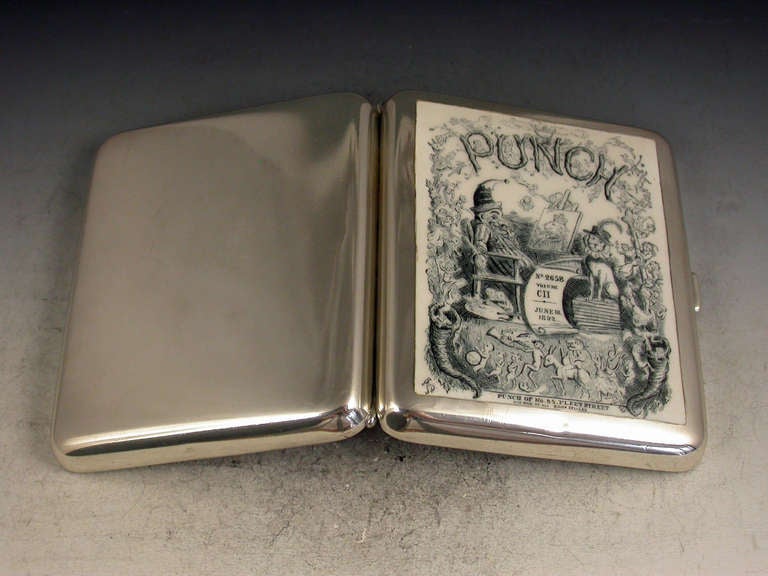 Rare Victorian Enamelled Silver Punch Magazine Cover Cigarette Case 3