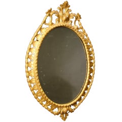 Antique George III Giltwood Oval Mirror
