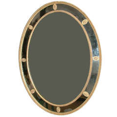 George III Giltwood Robert Adam Period Oval Borderglass Mirror 4
