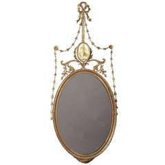 George III Giltwood Robert Adam Perio "Dressed" Oval Mirror 5