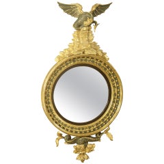 Giltwood and Painted Regency Period Convex Mirror