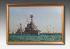 Norman Wilkinson Painting of the fleet review