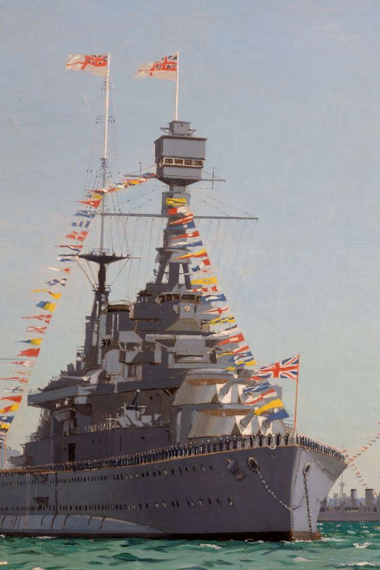Norman Wilkinson Painting of the fleet review In Excellent Condition In Lymington, Hampshire