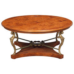 Burr Elm And Gilt Metal Low Table of Regency or Empire Style
