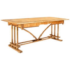 Ash, Burr Oak Banded, Rosewood and Abalone Inlaid Hall Table