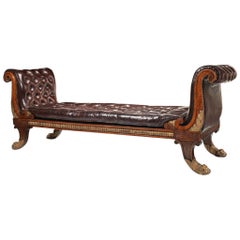 Antique Regency Simulated Rosewood and Parcel-Gilt Daybed