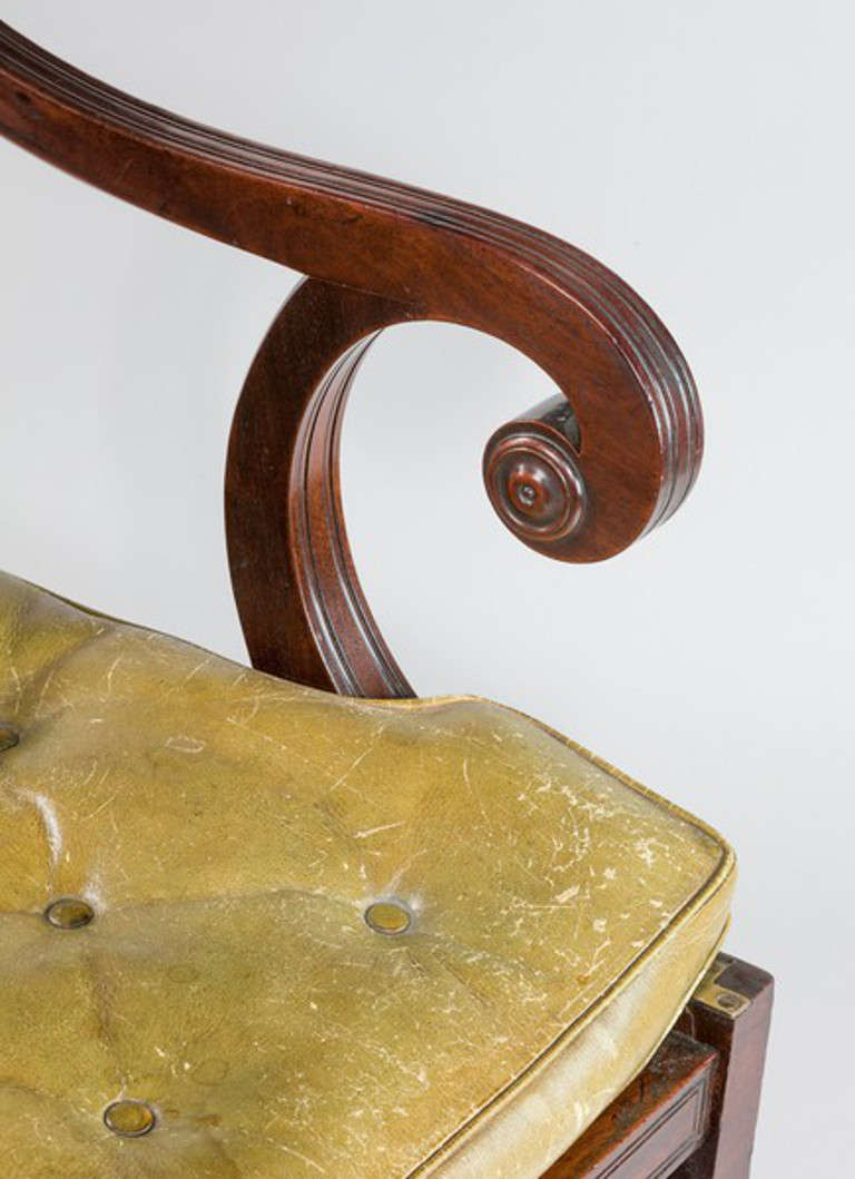 George III mahogany oversized metamorphic library chair / steps.