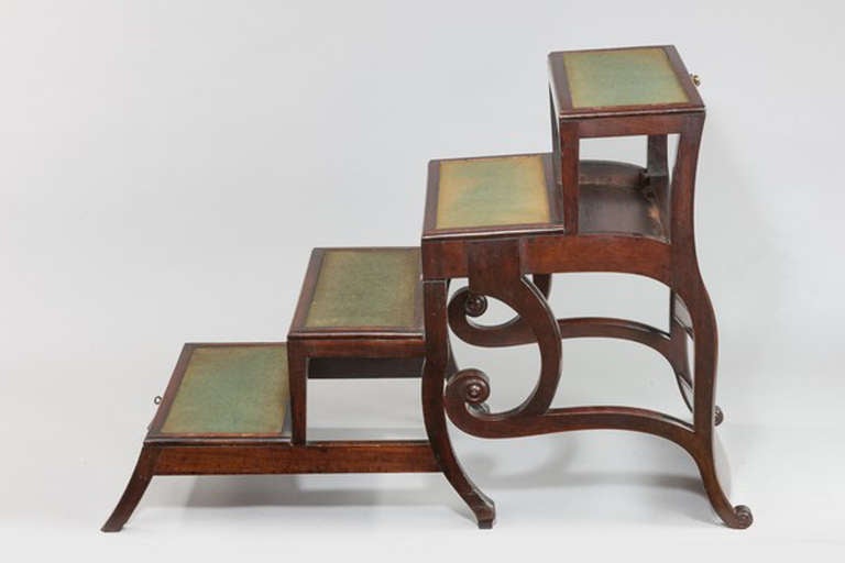 British George III mahogany oversized metamorphic library steps chair