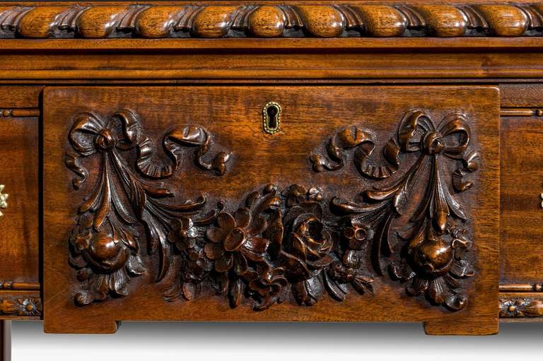 English Victorian Mahogany Antique Pedestal Desk 