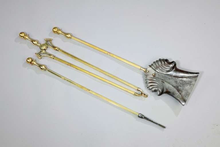 A fine set of Victorian fire irons