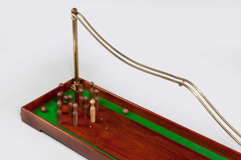 Rare Victorian parlour game of switch back skittles.