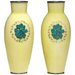 Japanese moriage cloisonne vases by Ando 