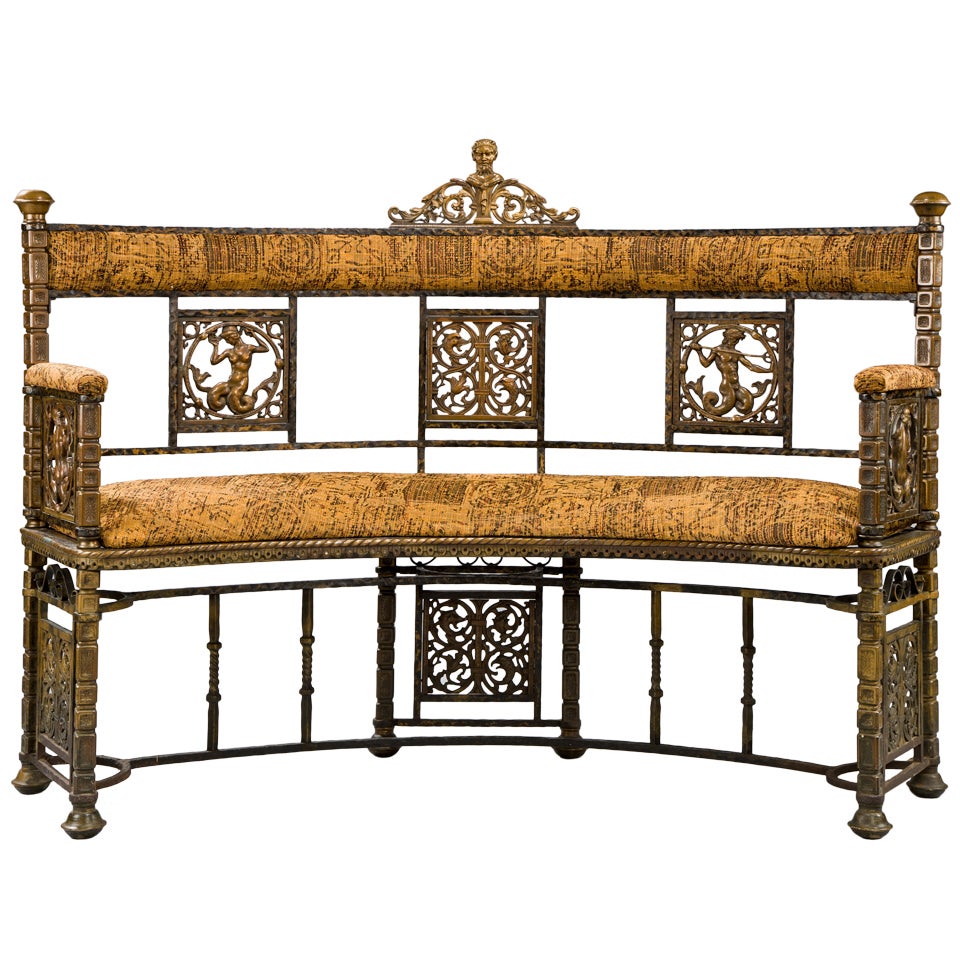 Wrought iron antique bench 