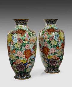 Vintage A pair of early 20th century Chinese Cloisonné vases