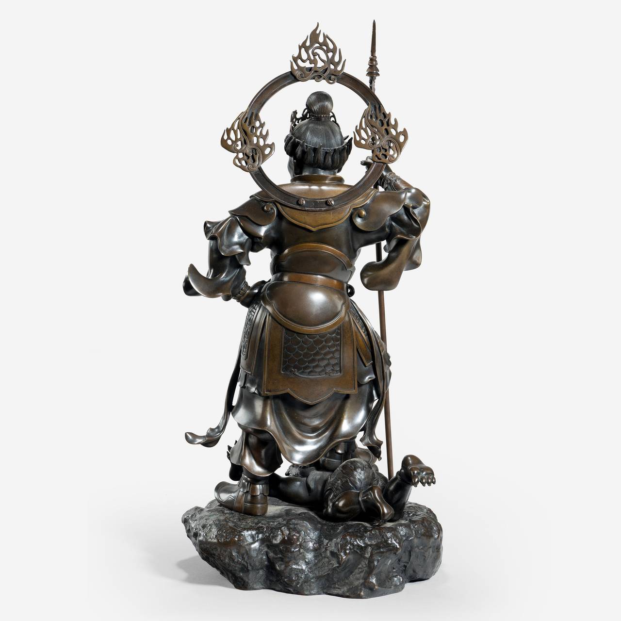 Japanese Bronze Bishamonten Quelling an Oni 1