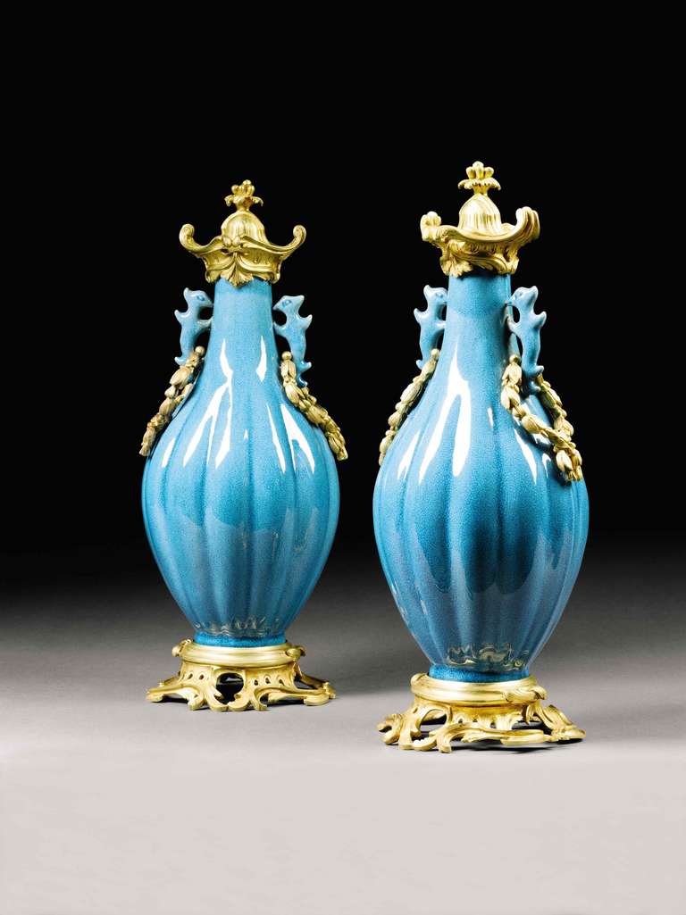 A pair of 18th century Chinese vases, with 19th century mounts